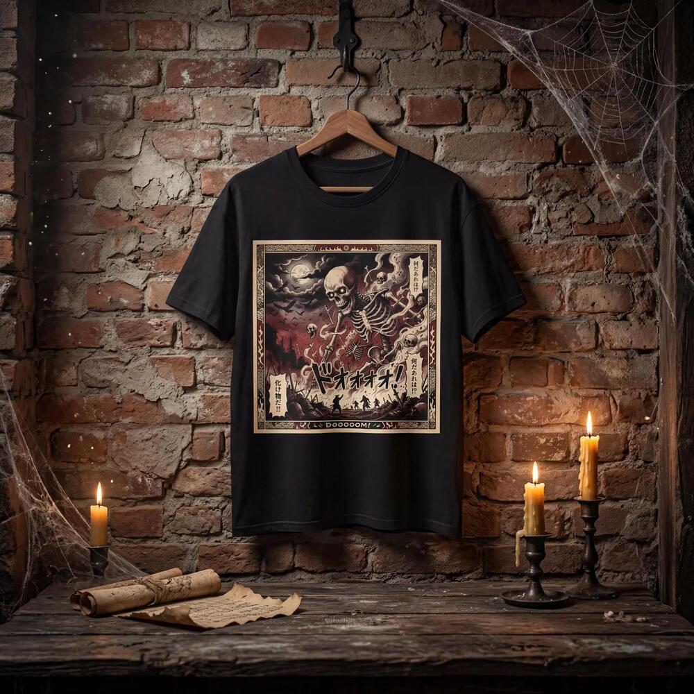 Skeleton Samurai T-Shirt, Japanese Horror Manga Graphic Tee